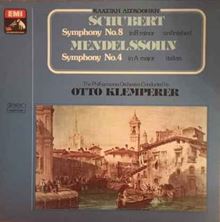 Picture of Schubert / Mendelssohn , Philharmonia Orchestra, Otto Klemperer ‎– Symphony No.8 (Unfinished) / Symphony No.4 (Italian) LP 