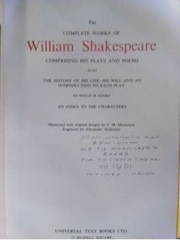 The complete work of Shakespeare comprising his plays and poems also the history of his life, his will and introduction to each play to wich is added an index to the characters